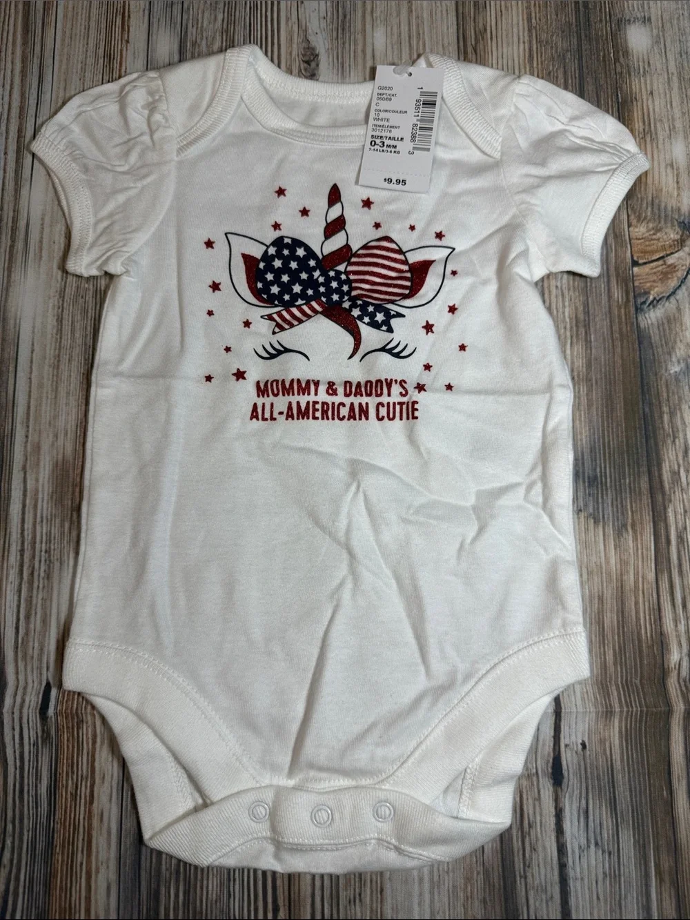All-American Cutie White Baby One-Piece Bodysuit